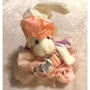 RUSS Rosette Spring Breeze Bunny Rabbit Stuffed Animal Knit pink dress & purse